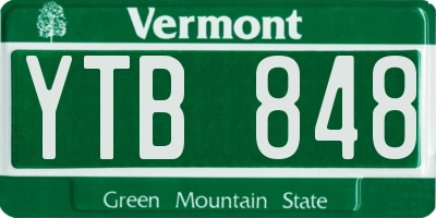 VT license plate YTB848