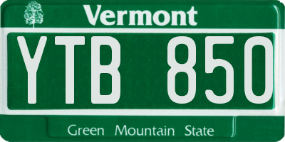 VT license plate YTB850