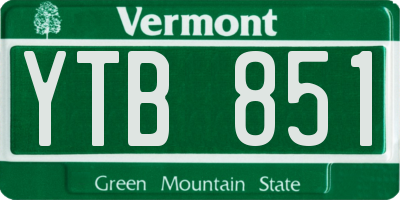VT license plate YTB851