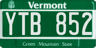 VT license plate YTB852