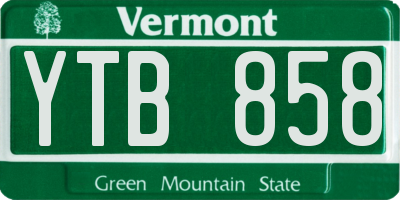 VT license plate YTB858