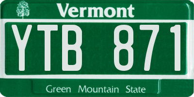 VT license plate YTB871