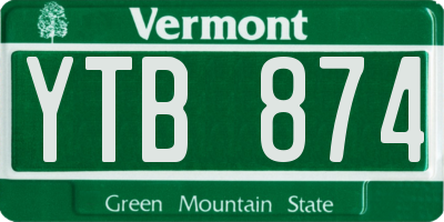 VT license plate YTB874