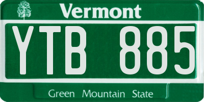 VT license plate YTB885