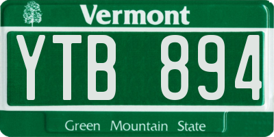 VT license plate YTB894