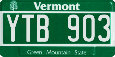 VT license plate YTB903