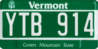VT license plate YTB914