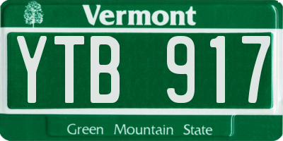 VT license plate YTB917