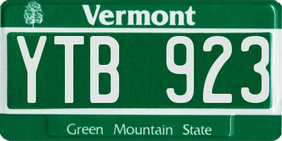 VT license plate YTB923