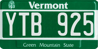 VT license plate YTB925