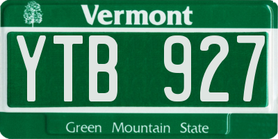 VT license plate YTB927