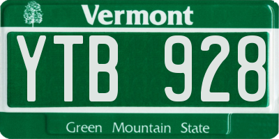 VT license plate YTB928