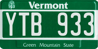 VT license plate YTB933