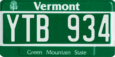 VT license plate YTB934