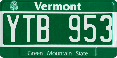 VT license plate YTB953