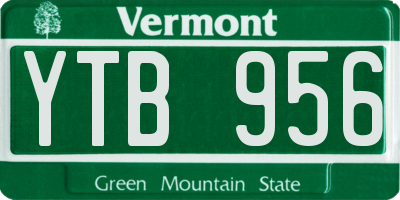 VT license plate YTB956