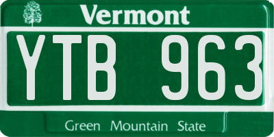 VT license plate YTB963