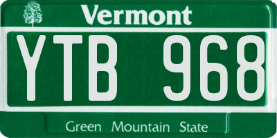 VT license plate YTB968