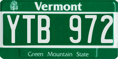 VT license plate YTB972