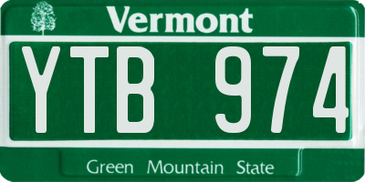 VT license plate YTB974