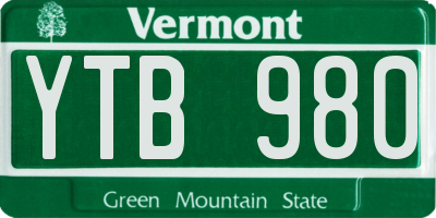 VT license plate YTB980