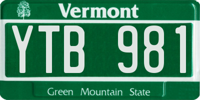 VT license plate YTB981