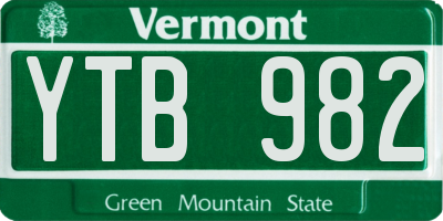 VT license plate YTB982