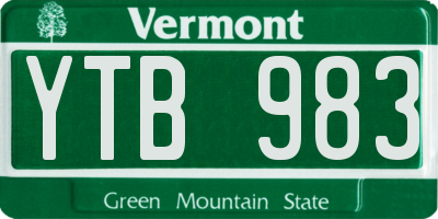 VT license plate YTB983