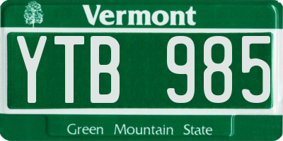 VT license plate YTB985