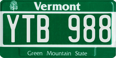 VT license plate YTB988