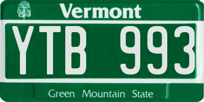VT license plate YTB993