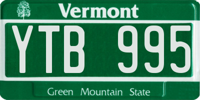 VT license plate YTB995