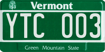 VT license plate YTC003