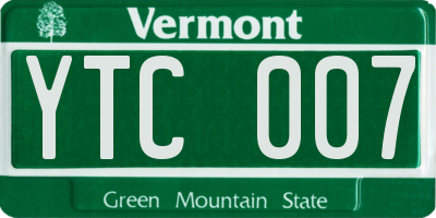 VT license plate YTC007