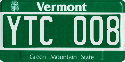 VT license plate YTC008