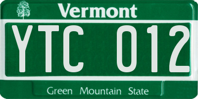 VT license plate YTC012