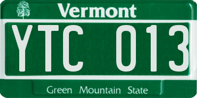 VT license plate YTC013