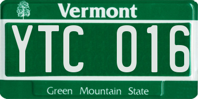 VT license plate YTC016
