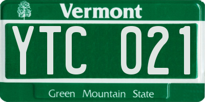 VT license plate YTC021