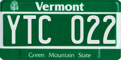 VT license plate YTC022