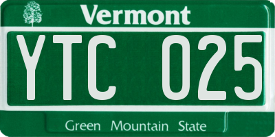 VT license plate YTC025