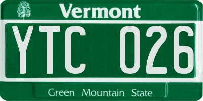 VT license plate YTC026