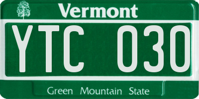 VT license plate YTC030