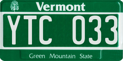 VT license plate YTC033
