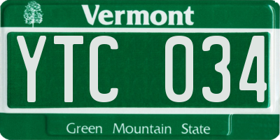 VT license plate YTC034