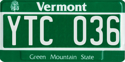 VT license plate YTC036