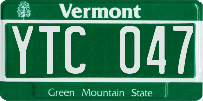 VT license plate YTC047