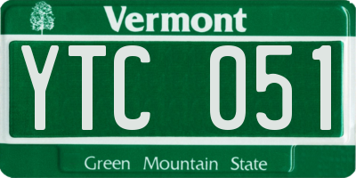 VT license plate YTC051