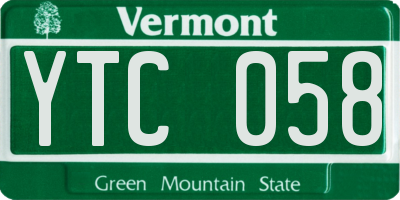 VT license plate YTC058
