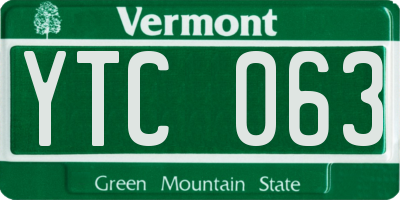 VT license plate YTC063